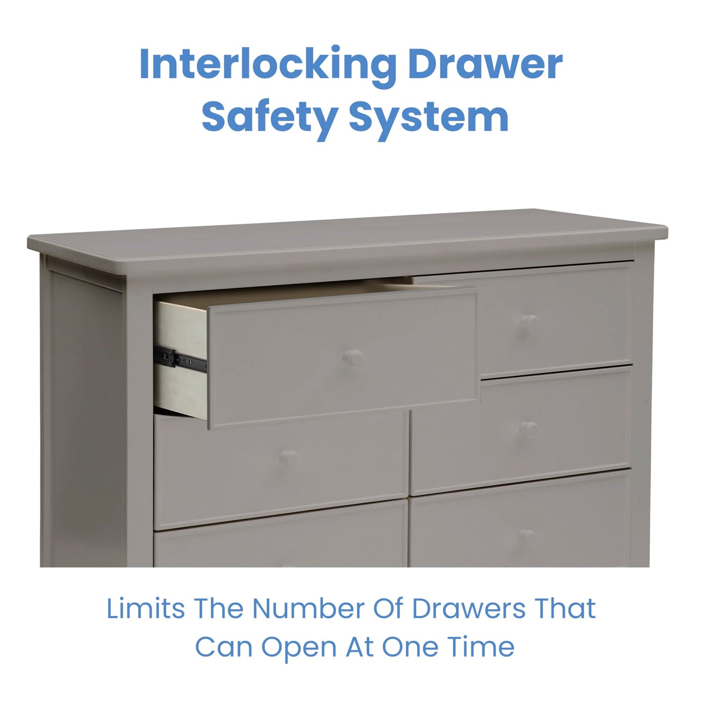 Delta Children Haven 6 Drawer Dresser with Interlocking Drawers - Greenguard Gold Certified, Grey
