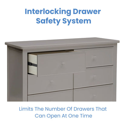 Delta Children Haven 6 Drawer Dresser with Interlocking Drawers - Greenguard Gold Certified, Grey