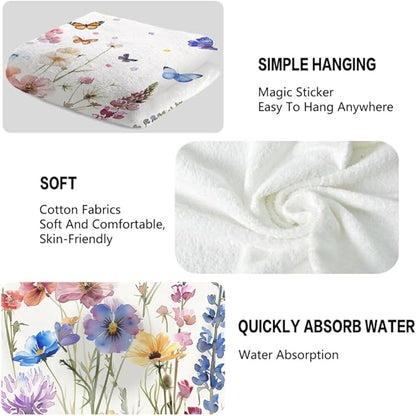 Watercolor Wildflower Floral Hand Towels