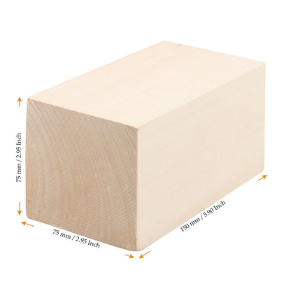 MUKCHAP 4 PCS 6 x 3 x 3 Inch Basswood Carving Blocks, Whittling Wood Blocks, Unfinished Basswood Carving Blocks for Beginners, DIY Crafting, Sculpture Artist