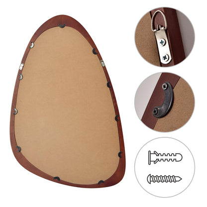sawsile Irregular Wall Mirror for Bathroom,Wood Asymmetrical Rustic 19.5 x 30.5 inch Farmhouse Vanity Unique Walnut Decorative Large Mirror for Entryway,Bedroom,Living Room,Washroom