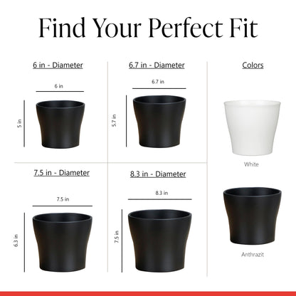 Scheurich Set of 3 Classic Panna Ceramic Plant Pots – 6" Decorative Pots for Indoor Plants - Waterproof&UV-Resistant Planters - Durable, Break-Resistant Design - Made in Germany - 0.4 gal