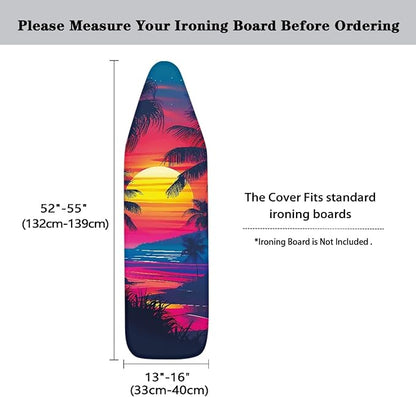 GLENLCWE Hawaiian Palm Watercolor Sunset Ironing Board Cover, 54x15 inches