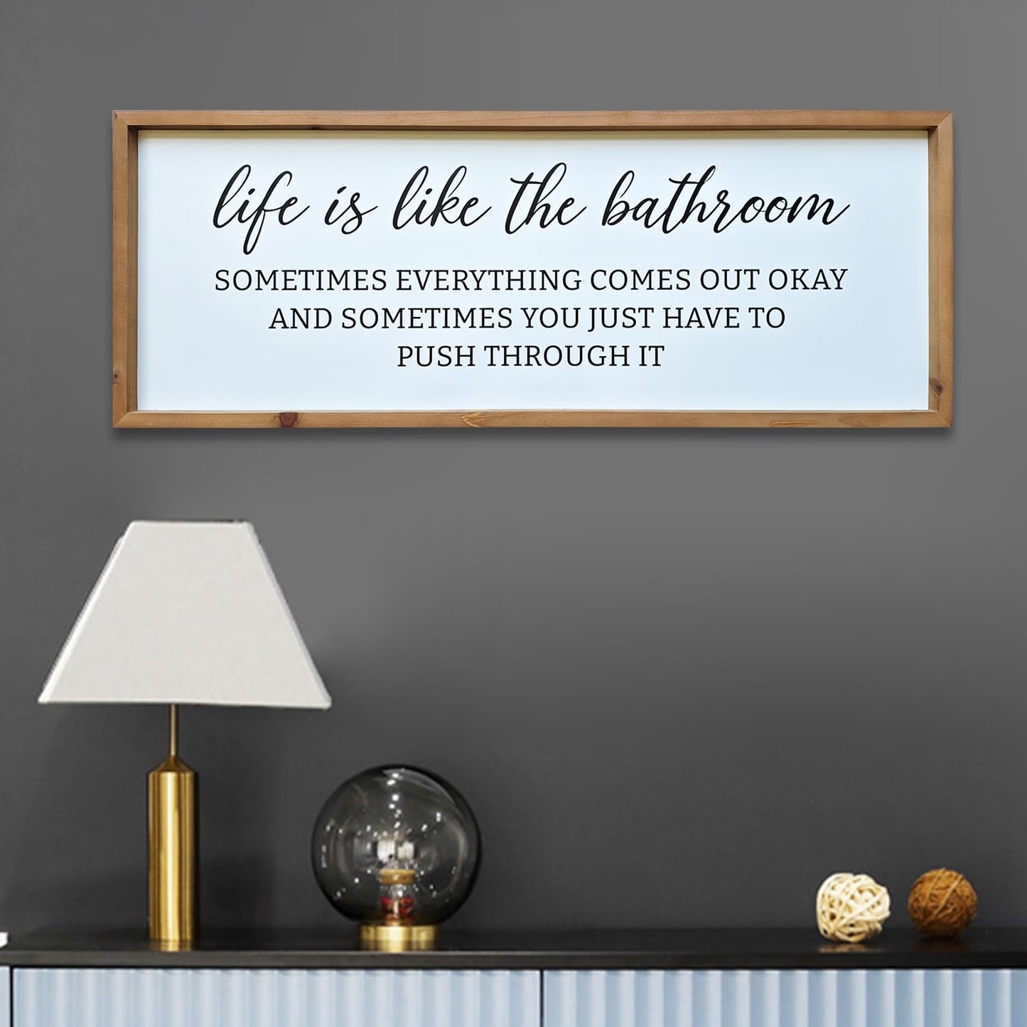 Sign Wall Decor Inspirational Quotes Wood Framed Kitchen Home Simple Hanging Wall Art Above Front Door Entryway, Family Love - 32'x12'