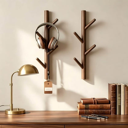 VAWNKUKN Tree-Shaped Wall Mounted Coat Rack (2-Pack) Vertical Hat Rack for Wall, Space-Saving Coat Rack Wall Mount for Entryway, Bedroom, Clothes Rack Wall Mount (Dark Brown)