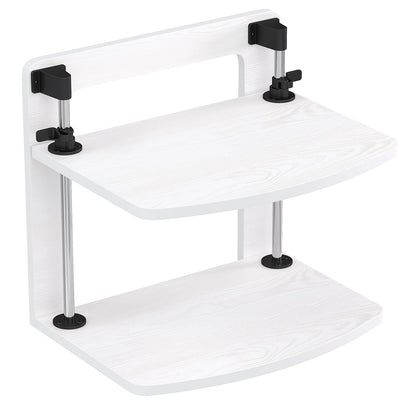 WikrOck 15.6 14 13.3 Inch Laptop Computer Monitor Stand Riser for Reduced Neck Strain, Adjustable Height Desk Shelf Organizer Monitor Riser Stand for PC Monitor Laptop - Withe - Wood Grain, MR01-L