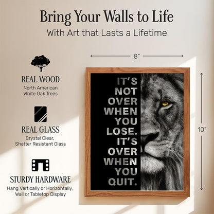 YELLOWBIRD ART & DESIGN Motivational Wall Art & Decor FRAMED - Positive Quotes - Motivational poster - Office Wall Art - Lion Wall Decor Inspiration Motivation Man cave Gym Wall Decor for Men