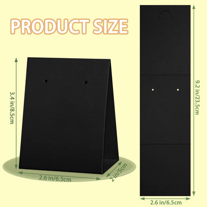 100 Pcs Standing Earring Display Cards Holders Paper Hanging Earring Packaging for Small Business Jewelry Packaging Supplies Selling DIY Retail Show Photography Props(Black)