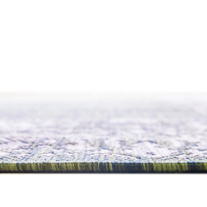 Unique Loom Outdoor Border Collection Area Rug - Floral Border (7' 10" Round, Green/ Ivory)