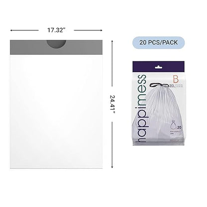 happimess HPM3000B-WHITE 5.3 Gallon Kitchen Drawstring Trash Bags, Trash Can
