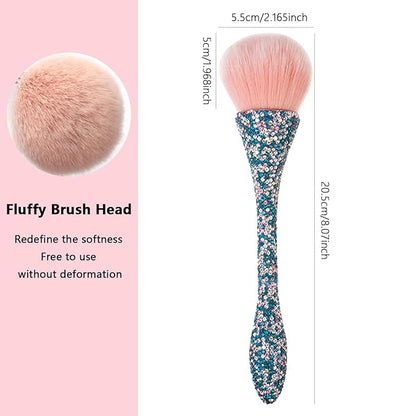 WOKOTO 1pcs Blue Shiny Rhinestone Nail Art Dust Brushes