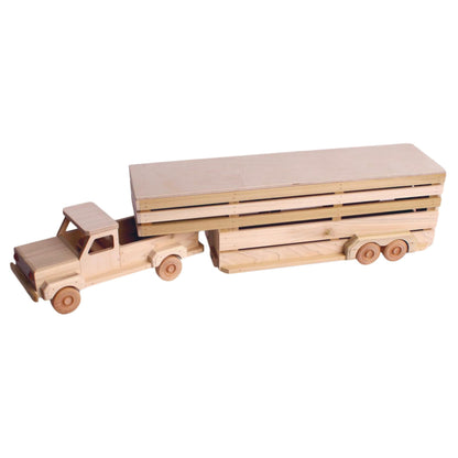 AmishToyBox.com Wooden Toy Pickup Truck & Gooseneck Horse Trailer Set
