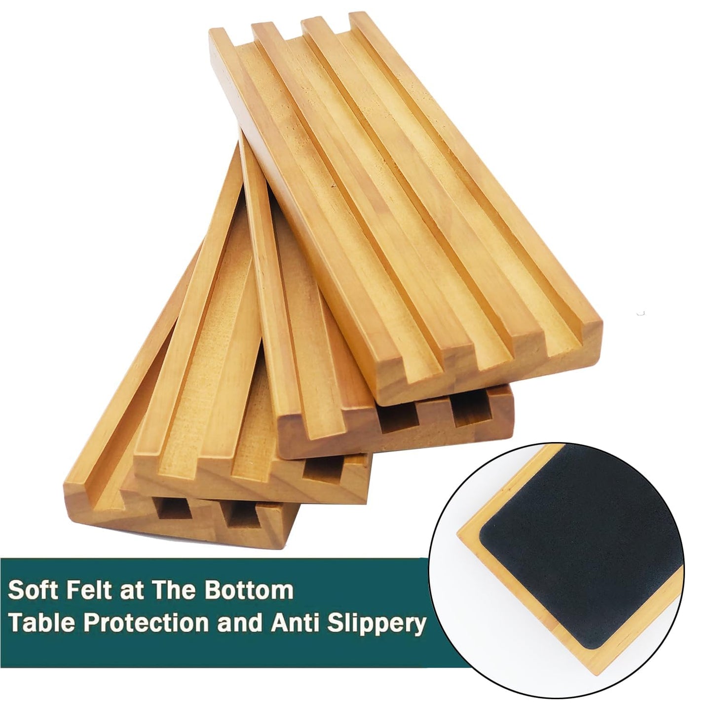ESSAJOY Wooden Domino Trays/Racks Set of 8 Domino Tiles Holders Mexican Train Wooden Trays/Racks Wood Organizers for Chicken Foot (8 Premium Domino Tiles Holder Rack)