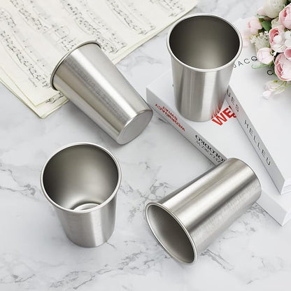 4 Pack 24oz Stainless Steel Pint Cup,Healthy Unbreakable and Stackable,Metal Drinking Glasses