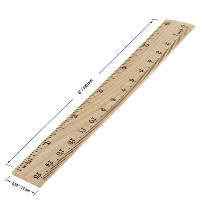 MUKLEI 144 Packs 6 Inch Wooden Rulers, 2 Scales Double Sided Pine Wood Student Ruler Measuring Rulers Straightedge for Home, School, Office, Craft Uses, 15 cm