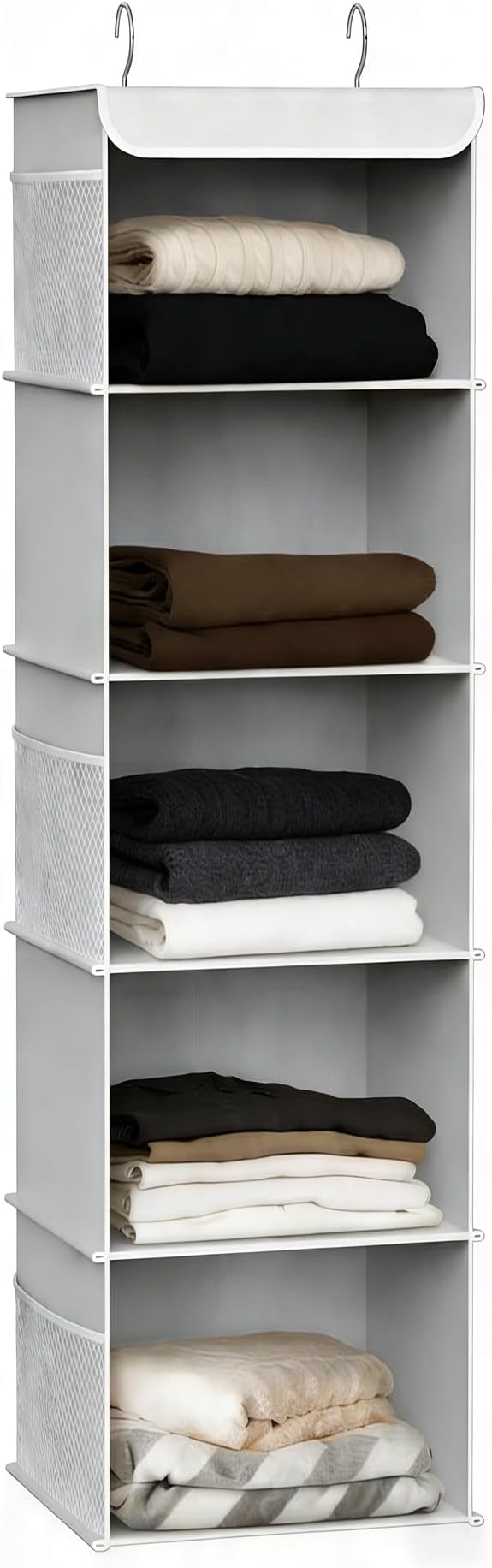 5-Shelf Hanging Closet Organizer and Storage, Closet Hanging Storage Shelves