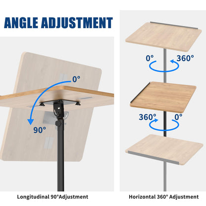 Lectern Podium Stand with Storage Platform, Height Adjustable Steady Standing Design Teacher Speaker Lecture Classroom Presentation Stand for Speech, Lecture, Church, Reading or Laptop Desk