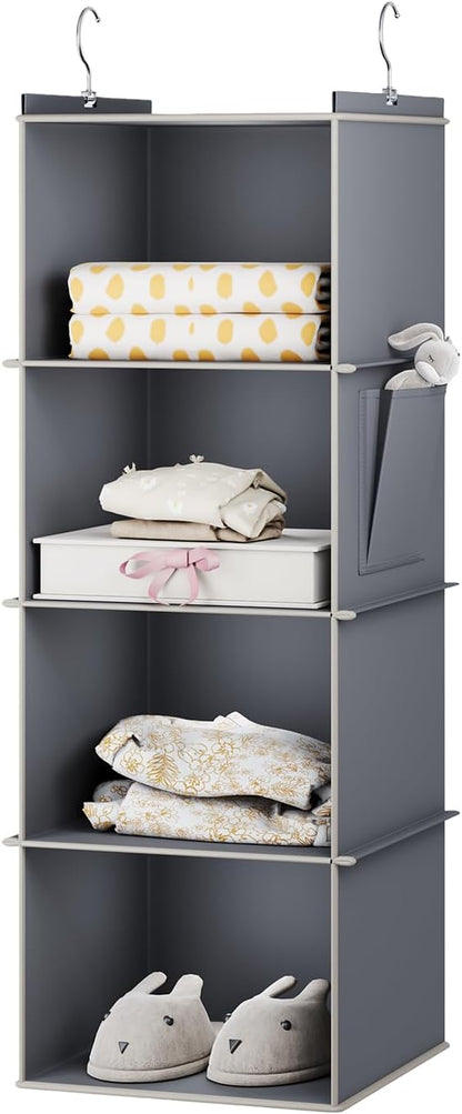 YOUDENOVA Hanging Closet Organizer, 4-Shelf Closet Hanging Storage Shelves