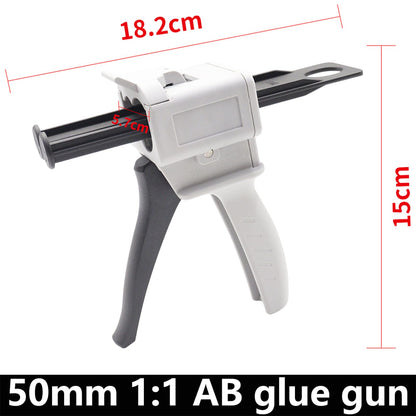 1:1 AB epoxy glue gun, dispensing gun 50ml dual ink cartridge 1:1 manual glue gun, AB two-component sealant applicator dispensing gun kit and epoxy nozzle