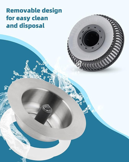 Universal Kitchen Sink Drain Strainer, 3 in 1 Stainless Steel Pop Up Kitchen