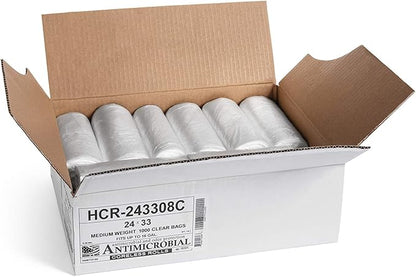 Aluf Plastics - 12-16 Gallon Clear Trash Bags - 24" x 33"- 8 Micron Equivalent
