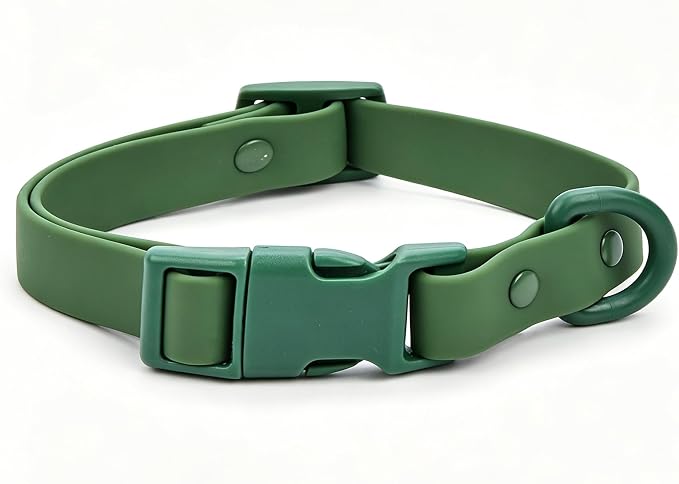 Ovale Waterproof PVC Dog Collar&Leash Set,Leash with Buckle.(S, Army Green) | Durable PVC Material Easy to Clean, Multi Ways to Wear Hand/Waist/Shoulder