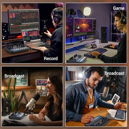 Znclces 2025 Upgraded Podcast Equipment Bundle for 2, Recording Studio Package with Pro Audio Interface(4 Customize SE) and Podcast Microphone for Gamer Podcasting, Recording, Singing, Streaming