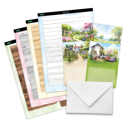 Katy Sue Pretty Petals Picket Fence Card Making Kit. Contains 8 Shaped Cards, 2 Sheets of Die Cut Decoupage, Foam Pads, 8 Envelopes & Instructions. for Card Making Supplies & Card Crafting