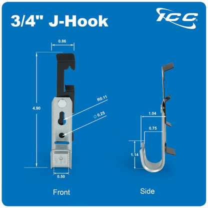 ICC-J-Hook with Batwing- 3/4in- 25 PK