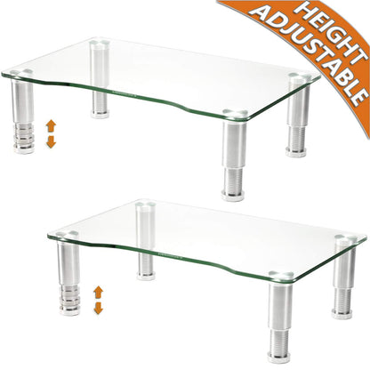 2 Pack Computer Monitor Riser with Height Adjustable Multi Media Desktop Stand for Flat Screen LCD LED TV, Laptop/Notebook/Xbox One,HD01T-201
