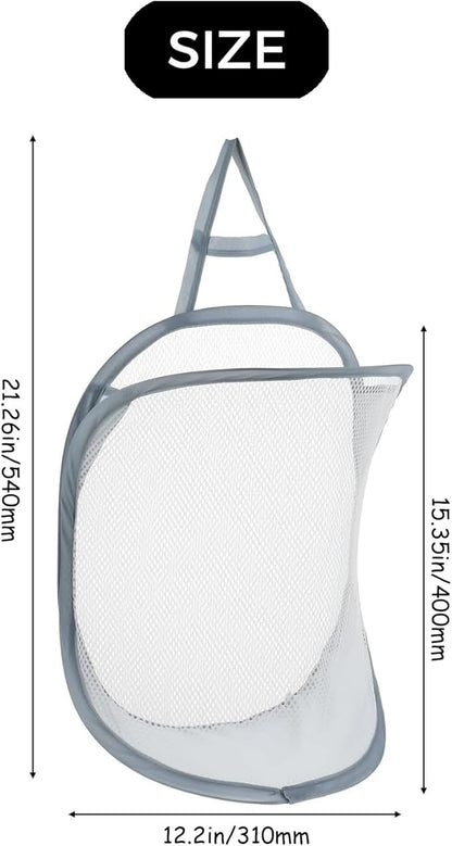 2pcs mesh foldable laundry basket, dirty clothes storage bag basket frame bucket