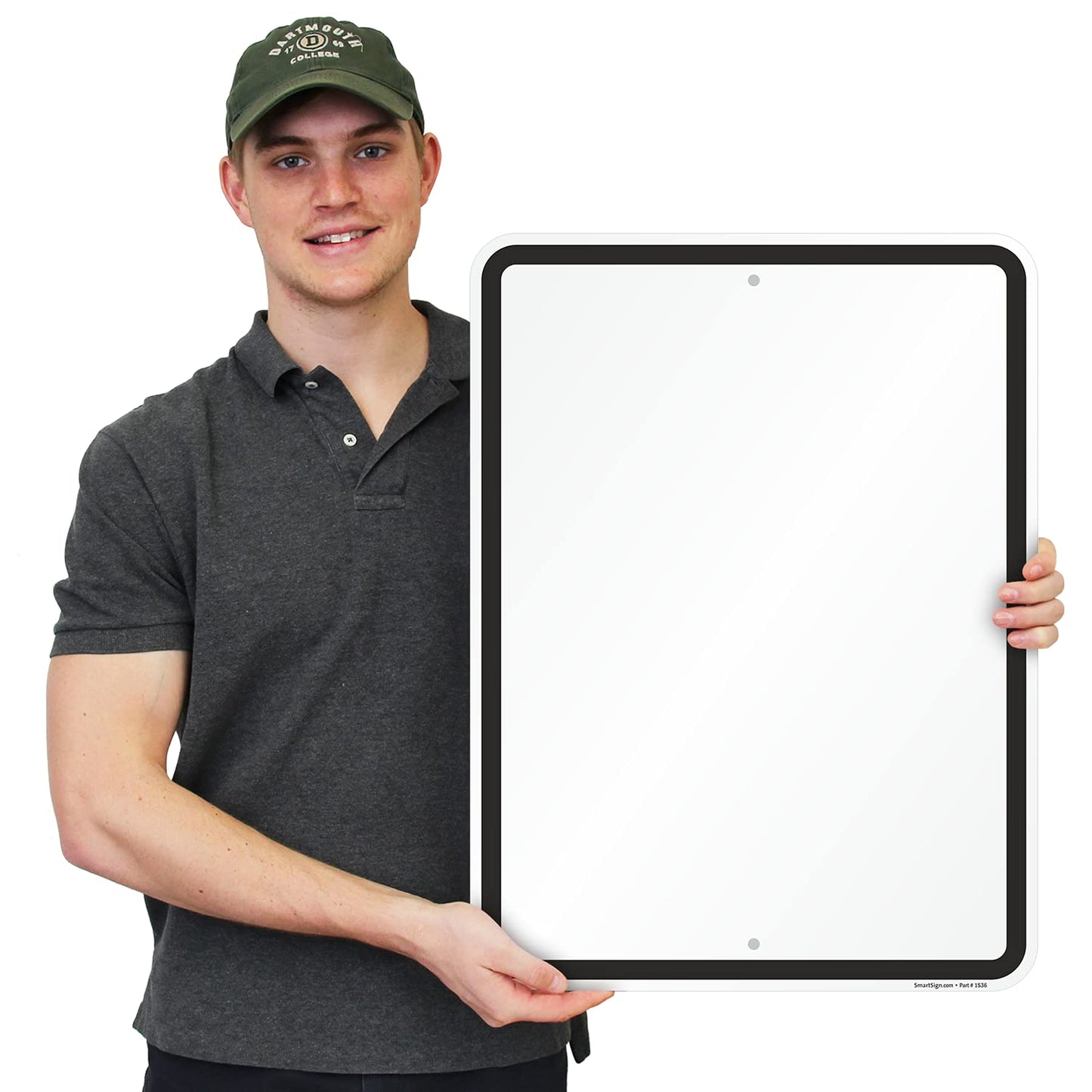 SmartSign 24 x 18 inch Blank Metal Sign with Border, Screen Printed,U52 80 mil Laminated Rustproof Aluminum, Black and White