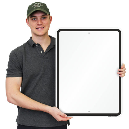SmartSign 24 x 18 inch Blank Metal Sign with Border, Screen Printed,U52 80 mil Laminated Rustproof Aluminum, Black and White