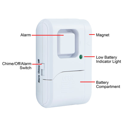 GE Personal Security Window and Door Alarm, 2 Pack, DIY Protection, Burglar Alert, Wireless Chime/Alarm, Easy Installation, Home Security, Ideal for Home, Garage, Apartment and More, White, 45115