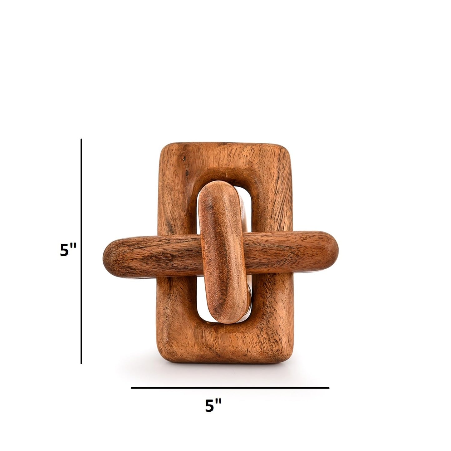 Mahasu Statue 3 Link Wood Chain Link for Home Decor,Brown Wood Knot Coffee Table Decor, Country Chain Knot Decor,Mom Gifts (5" X 5" X 5")