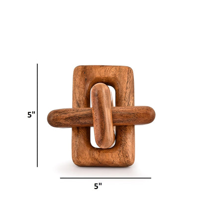 Mahasu Statue 3 Link Wood Chain Link for Home Decor,Brown Wood Knot Coffee Table Decor, Country Chain Knot Decor,Mom Gifts (5" X 5" X 5")