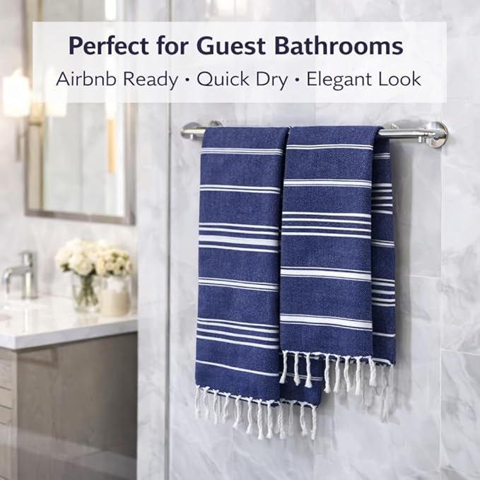 Clotho 4 Pack Navy Blue Turkish Hand Towels