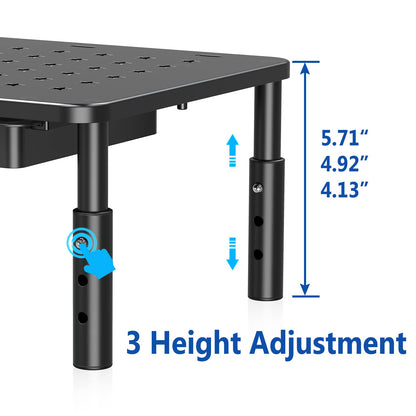 Zimilar 2 Pack Height Adjustable Monitor Stand Riser with Drawer Dual Wood Monitor Stand Riser