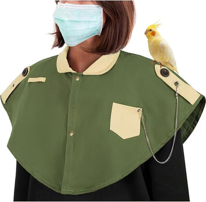 Parrot Anti-Scratch Shoulder Stand Pet Bird Training Shoulder Protector Cape Parrots Poop Shawl Diaper Flight Suits for Macaws Cockatoos Parakeets Cockatiels (Green)