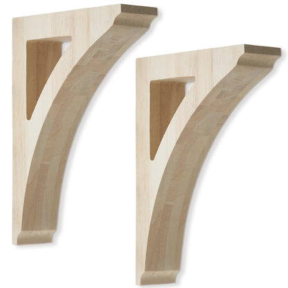 Briwooody 2 Pcs 1 3/4" W x 6 1/2" D x 9" H Wood Corbels Wooden Shelf Brackets Unfinished Paintable Decorative Shelf Brackets with Hanging Hook for Doorway Countertops Home Book Shelves Cabinet