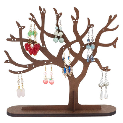 UNICRAFTALE Wood Earring Tree Organizer for Women Earring Holder Organizer Branch Jewelry Rack With Ring Dish Tray Earrings Necklace Bracelet Organizer Rack for Living Rooms Bathrooms