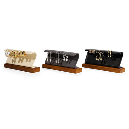Woodten Solid Wood Jewelry Earrings Display Stand Small Jewelry Display for Long Earrings(Black)