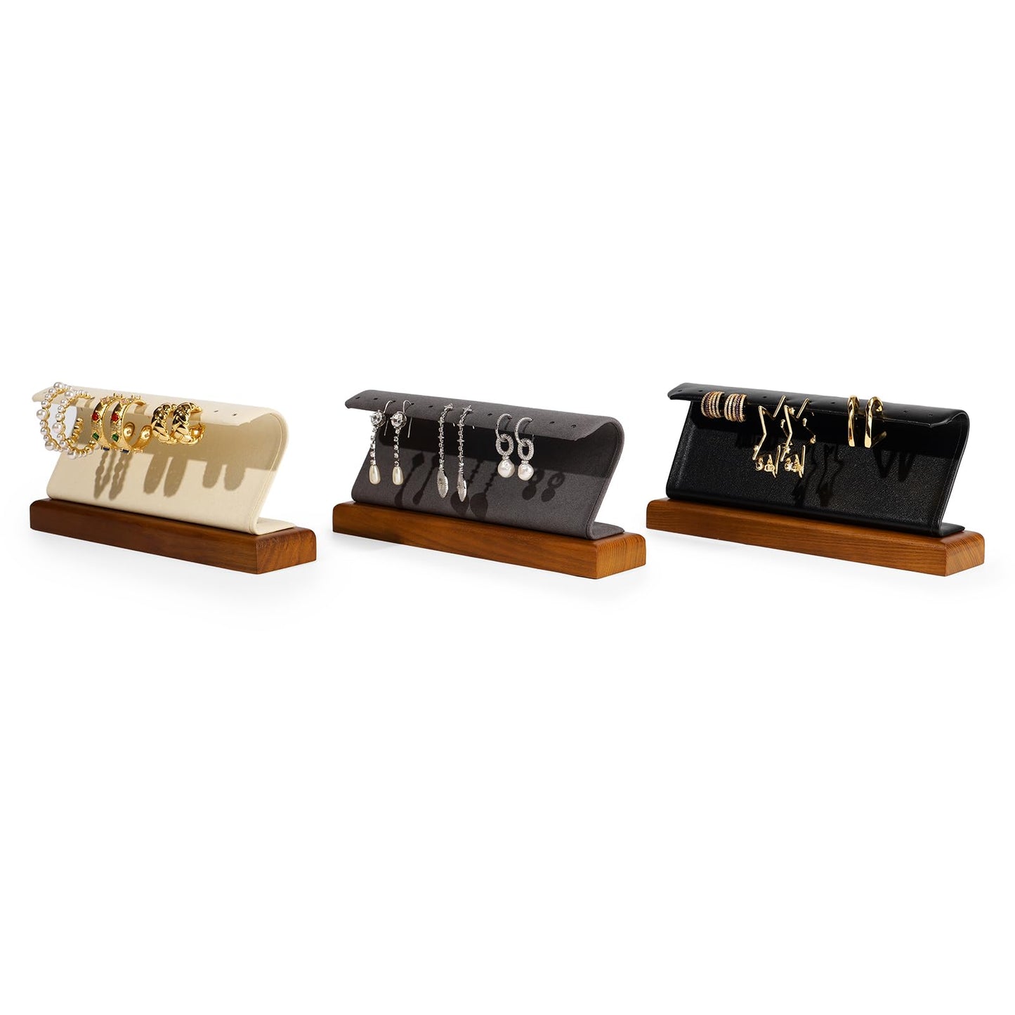 Woodten Solid Wood Jewelry Earrings Display Stand Small Jewelry Display for Long Earrings(Grey)