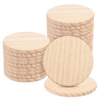36 PCS 4 Inch Unfinished Wood Coasters, Premium Round Wooden Plaques for DIY Crafts, Drawing, Painting, Wood Engraving, Wood Burning, Laser Scroll Sawing and Home Decoration