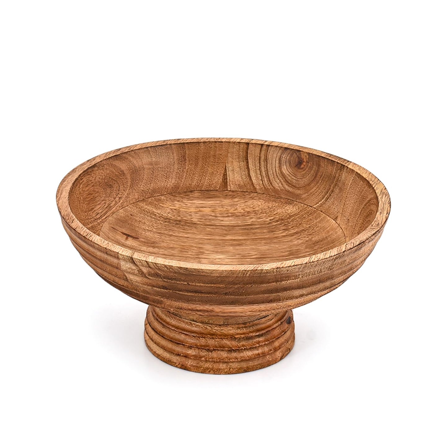 Mahasu Decorative Bowl Mango Wood Footed Bowl Round Shaped For Fruit,Dessert Platter Tray Centerpieces Home Party (10" X 10'' X 4.75")
