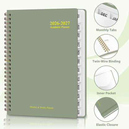 Planner 2026-2027, Weekly and Monthly Academic Planner, July 2026 - June 2027, Hardcover Calendar Agenda Book for School Year Planning, School Supplies for Teacher and Student, Letter Size(8.5'' x 11'')