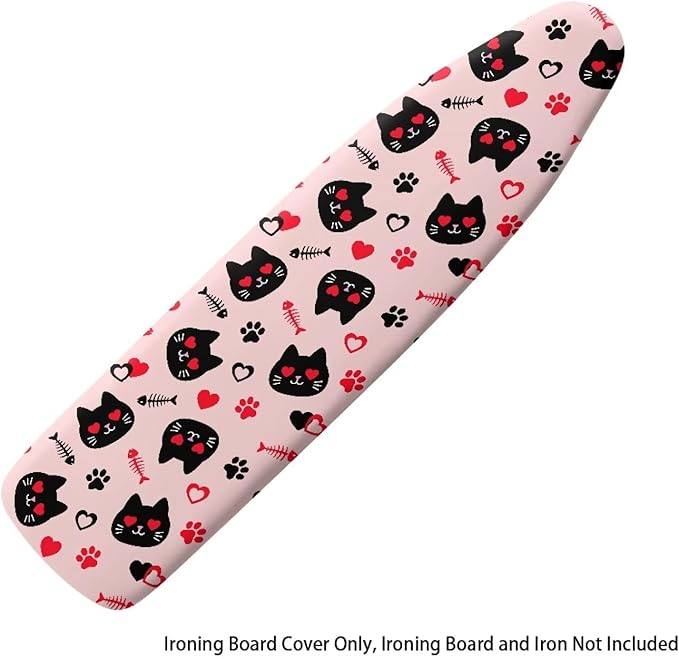 Cat Design Ironing Board Cover and Pad, Standard Size 16x55 inche Thick Padding