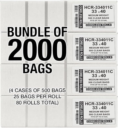 Aluf Plastics High Density Trash Bags, 33 Gallon, 11 Micron,