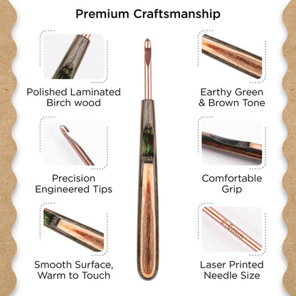 Knitter’s Pride Terra Deluxe Single-Ended Crochet Hook Set – 9 Sizes (2mm–6mm)