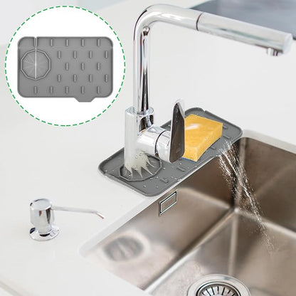 Silicone Sink Faucet Splash Guard Mat, Soap Dish Pad, Drip Catch Sponge Holder